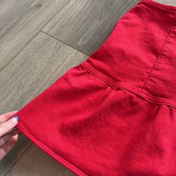 MOTHER The Minx Mini Denim Skirt In Red Ribbon Size 29 - Picture 14 of 14